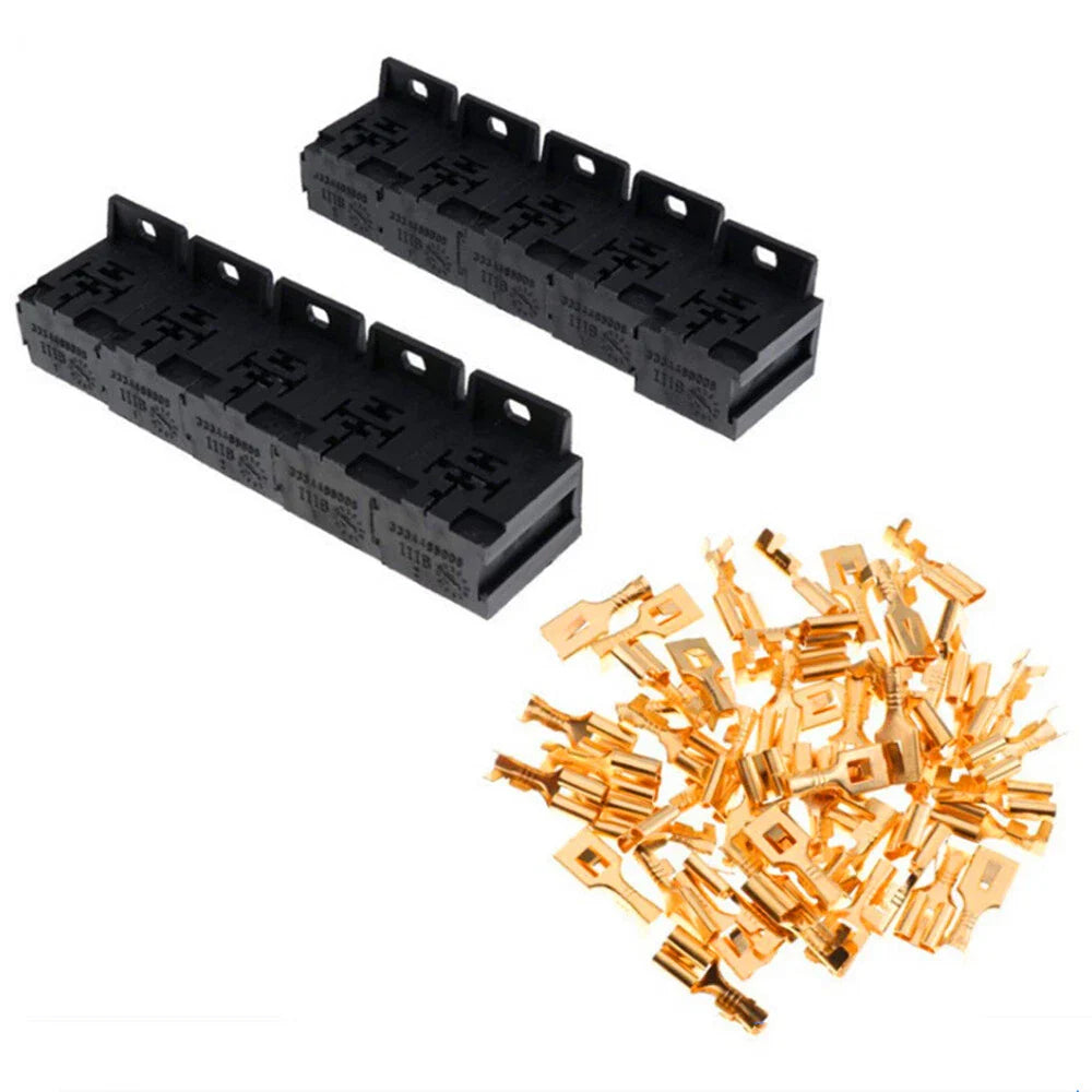 Universal 5-Pin Relay Socket Holder Block with 50 x 6.3mm Terminals