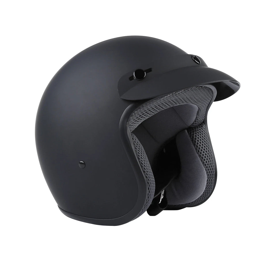 Open Face Helmet for Scooter Motorcycle (S, M, L, XL) Matte Black