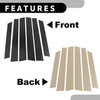 6 x Car Pillar Window Trim Covers for Honda CR-V (2007-2011) Black Carbon Fiber