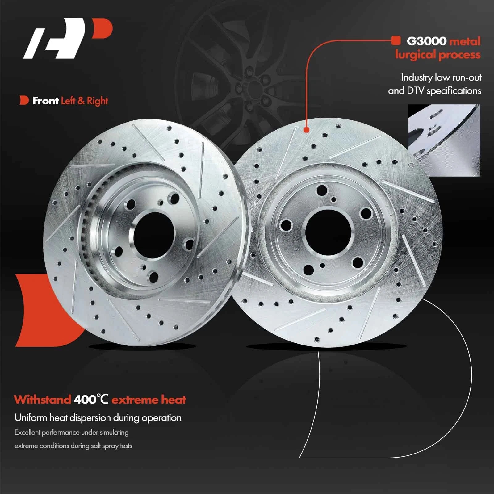 Front Side Drilled Brake Rotor for Toyota Highlander and Lexus ES330 (2001–2007)