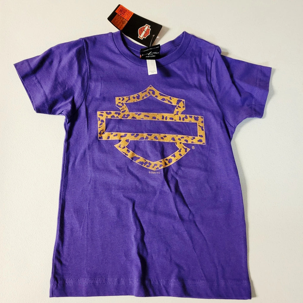 Cheeta Print Short Sleeve Crew Neck T-Shirt for Harley Davidson (XS)