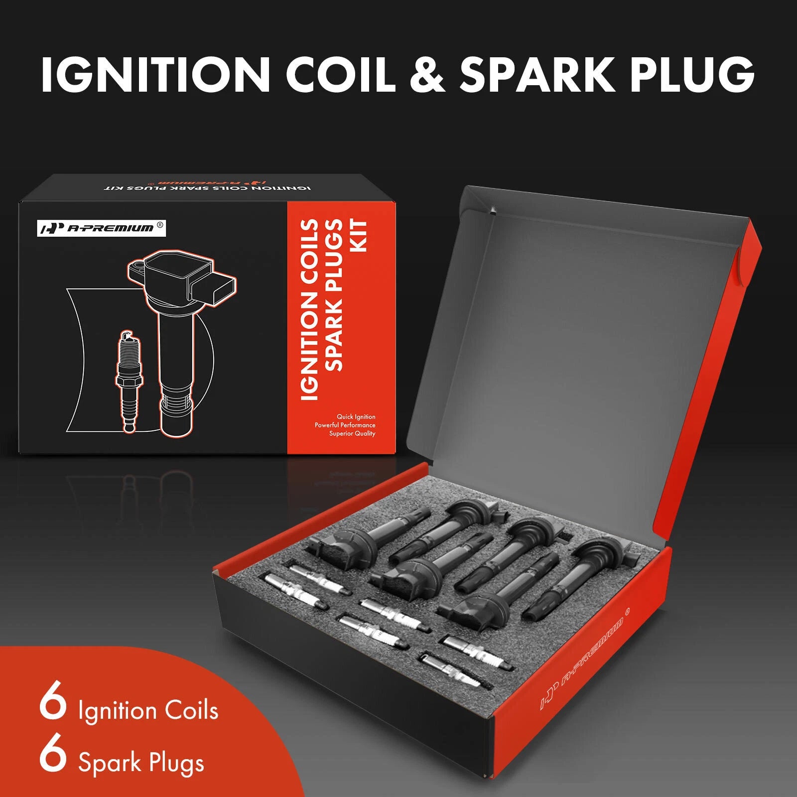 Set of 6 Ignition Coils & Iridium Spark Plugs for Ford F-150 (2016–2017)