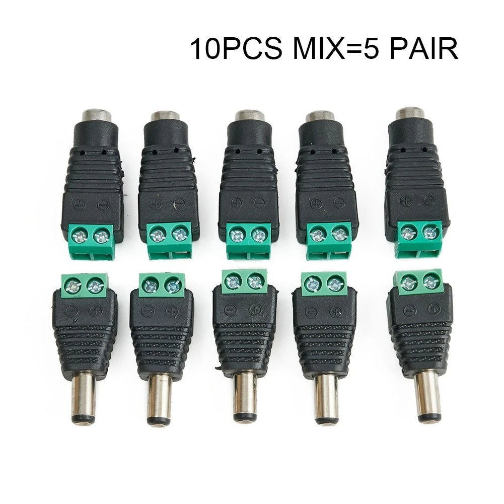 10X Male Female DC Power Connectors for CCTV Installations
