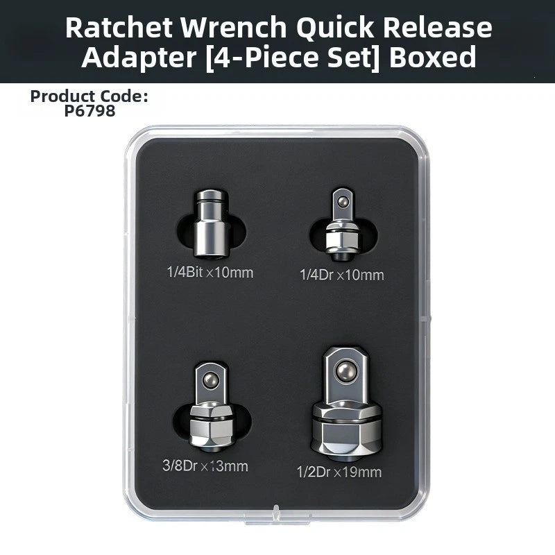 Set of 3 Hex Socket Ratchet Adapters 1/4 3/8 1/2 Inch Drive