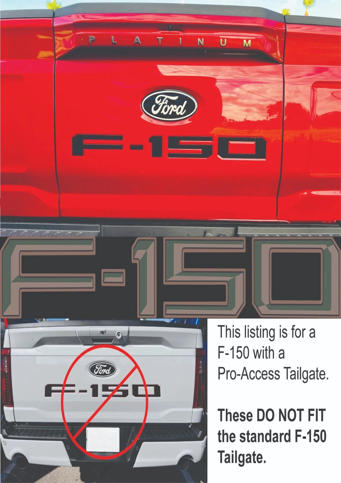 Tailgate Letter Inserts Pro-Access for 2024-2026 Ford F150