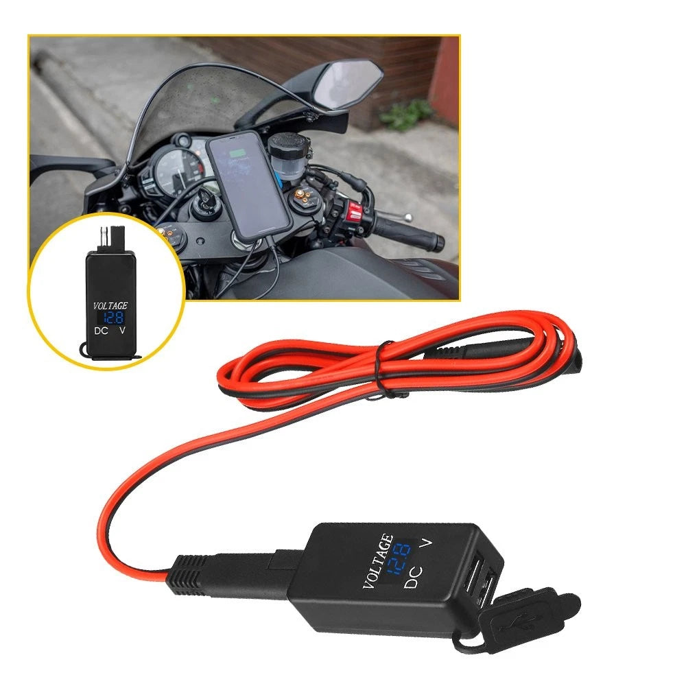 Dual USB Fast Charger Adapter for Motorcycle (QC3.0, Waterproof)