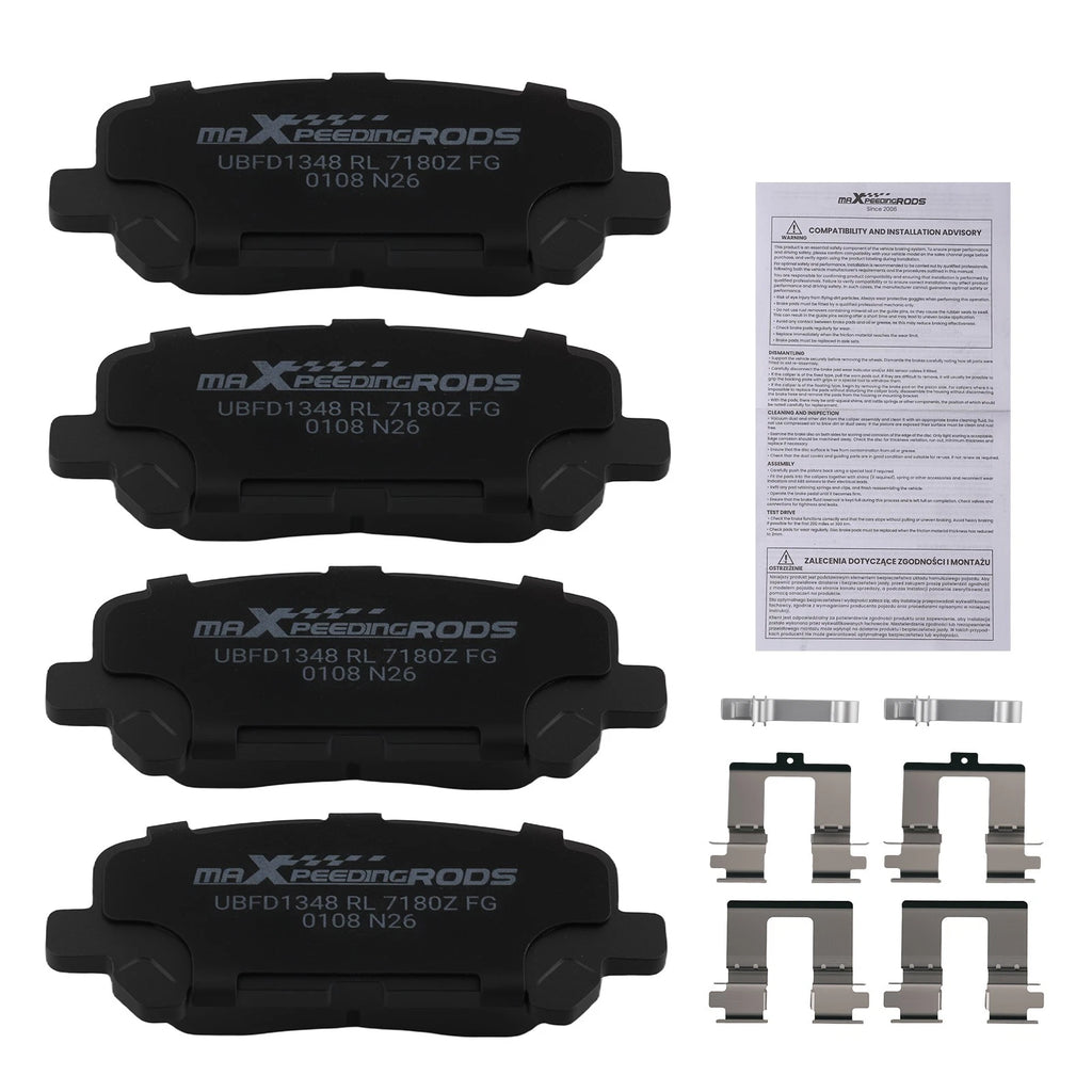 Set of 4 Rear Ceramic Brake Pads for Acura MDX (2007–2013), ZDX (2010–2013) D1281