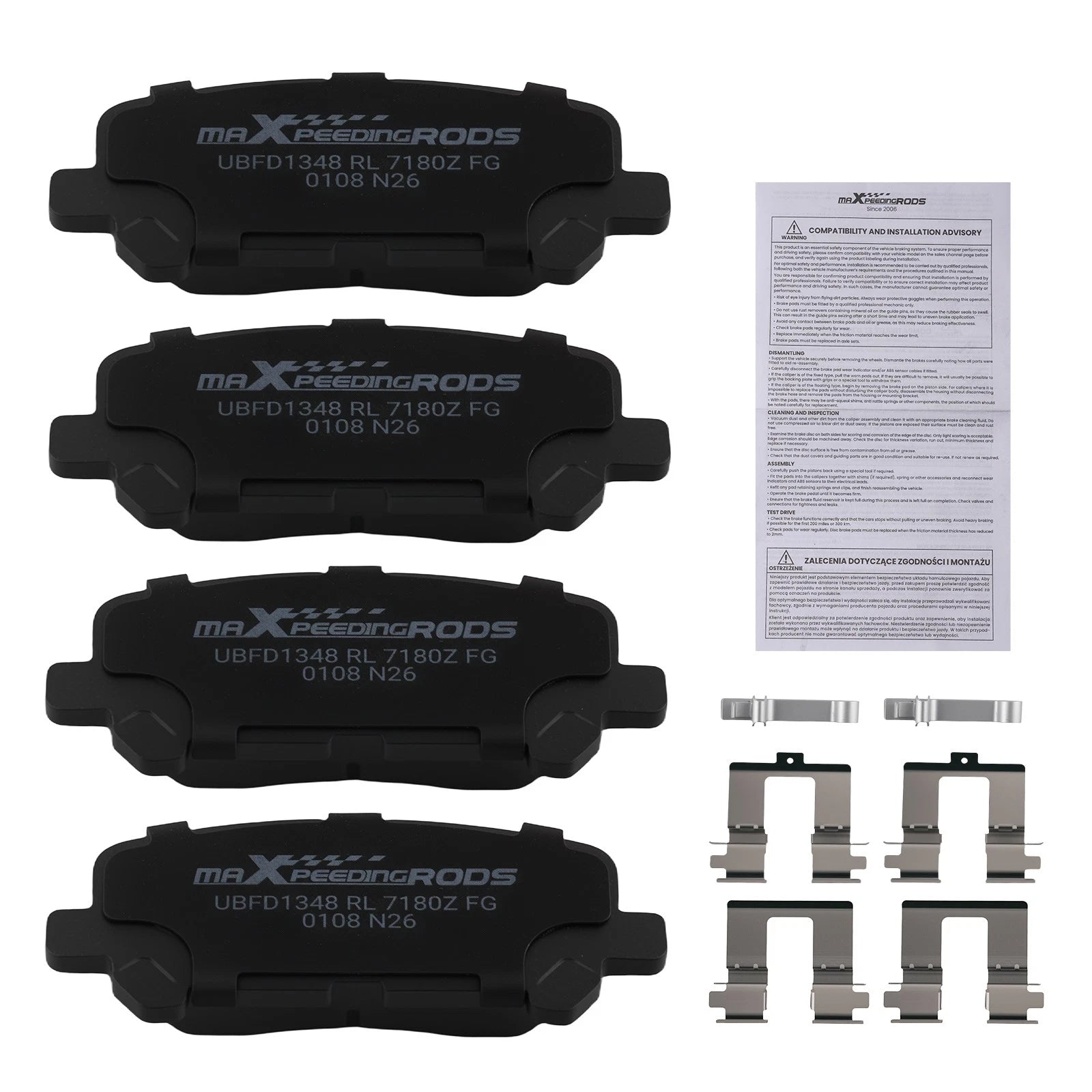 Set of 4 Rear Ceramic Brake Pads for Acura MDX (2007–2013), ZDX (2010–2013) D1281