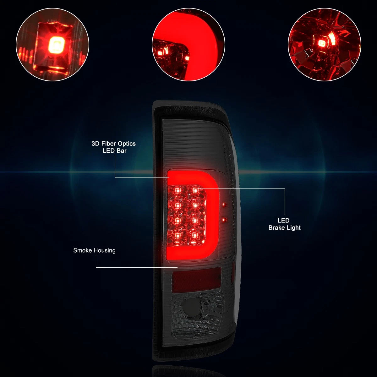 3D LED C-Bar Tail Light Brake/Reverse Lamp for Ford Super Duty (1997–2007)