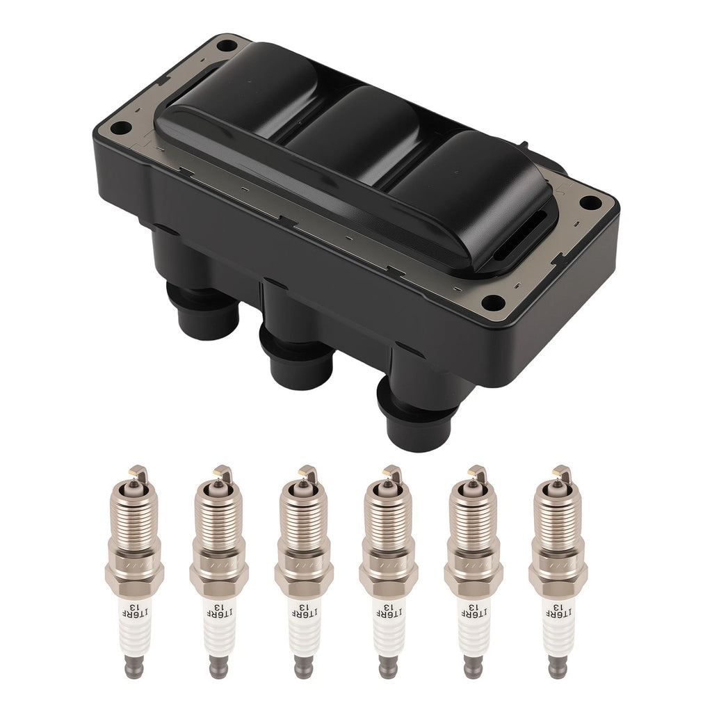 Ignition Coil & 6x Spark Plugs for Ford Mustang 4.0L V6 (2005–2010) E9DZ12029A