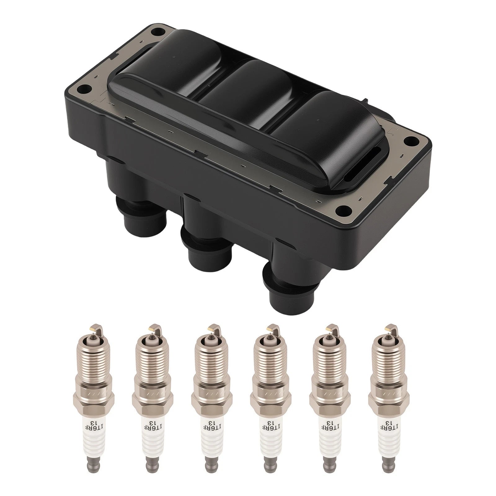Ignition Coil & 6x Spark Plugs for Ford Mustang 4.0L V6 (2005–2010) E9DZ12029A