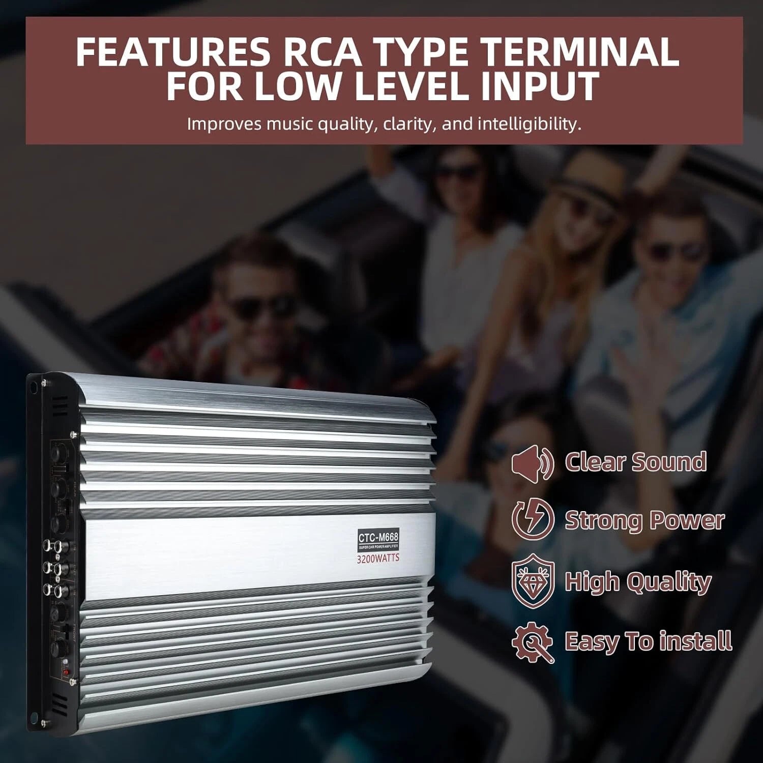 3200W 4 Channel Car Amplifier for Universal Vehicles (2 to 4 Ω)
