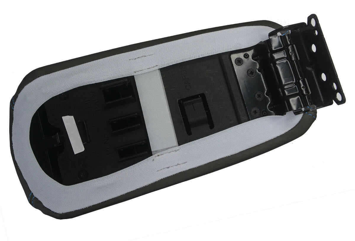 Console Lid Pull Over Cover Leather for Ford Focus (2008–2011) Black Blue Stitch