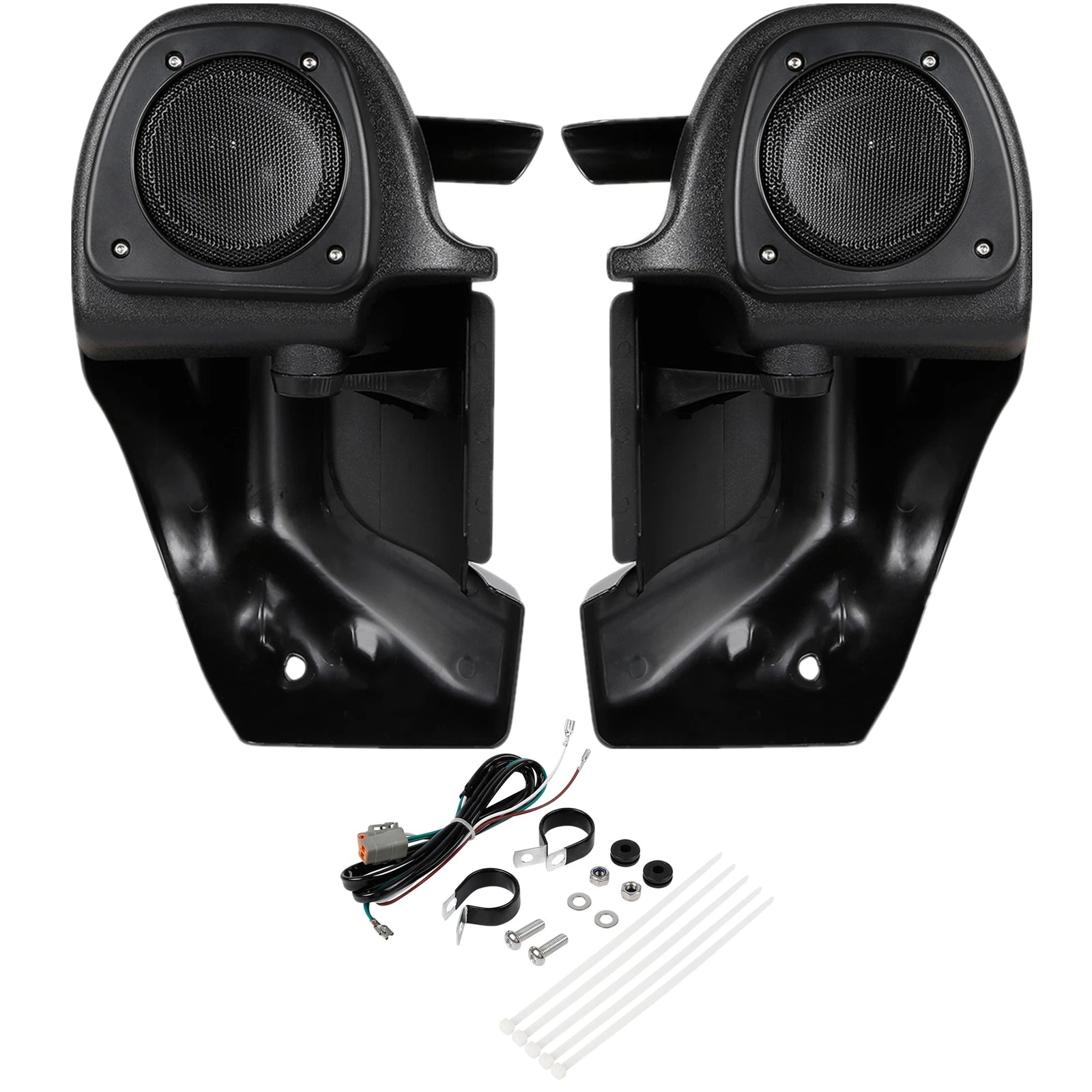 Gloss Black Lower Vented Fairing Speaker Glove Kit for Harley Touring (1983–2013)