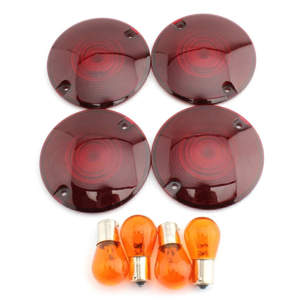 Turn Signal Light Amber Bulbs Lens Cover for Harley Davidson Road King (1994–2010)
