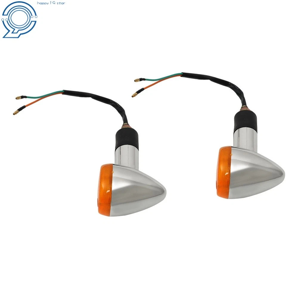 Set of 2 Amber Chrome Turn Signal Indicator Lights for Honda