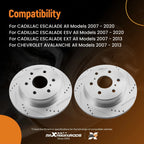 Set of 2 Rear Drilled & Slotted Brake Rotors for Cadillac Escalade ESV (2007–2020)