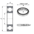 Deep Groove Ball Bearing 6916DDU for Scooter Skateboard (80x110x16mm)
