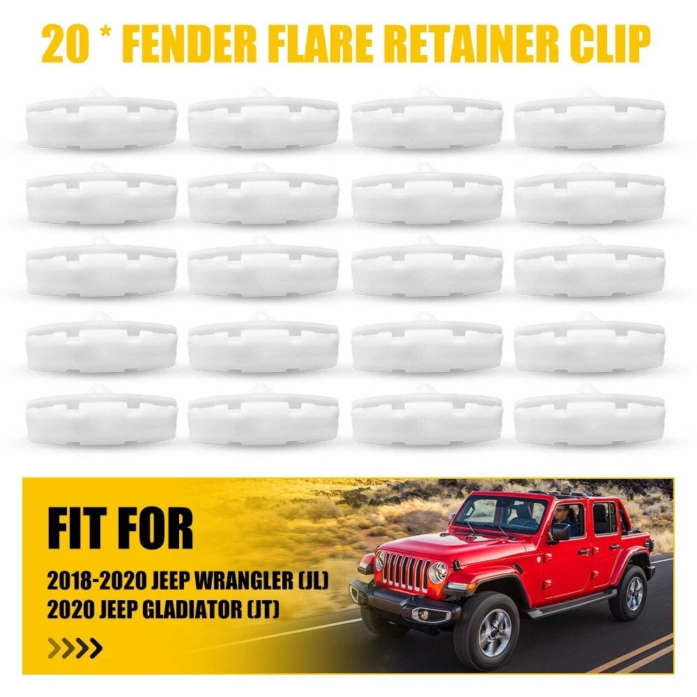 20x Fender Flare Moulding Clips for Jeep Wrangler JL (2018–2020), Gladiator JT