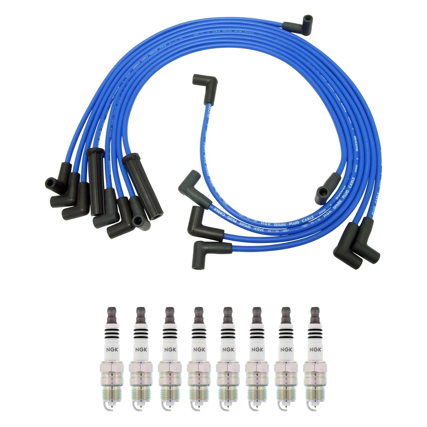 NGK 8mm Wire Set 8 Iridium Spark Plugs for C10 Suburban K10 Suburban (1973–1991)