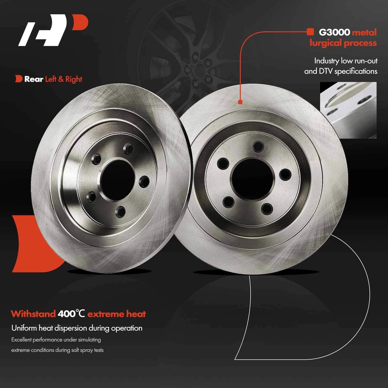 Rear Disc Brake Rotors for Ford Mustang (2015–2022) 320mm