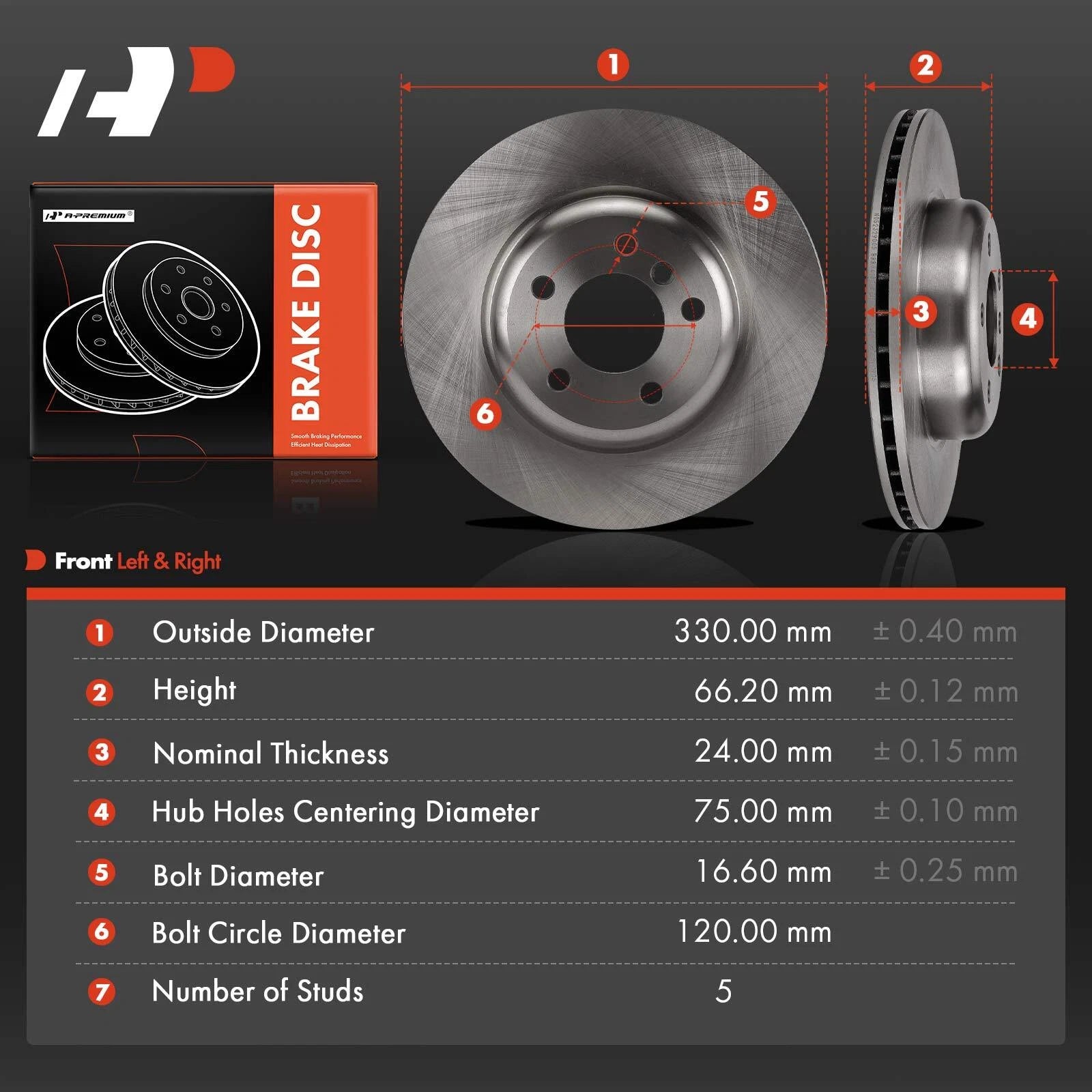 2X Front Disc Brake Rotors for BMW 528i (2011-2016)