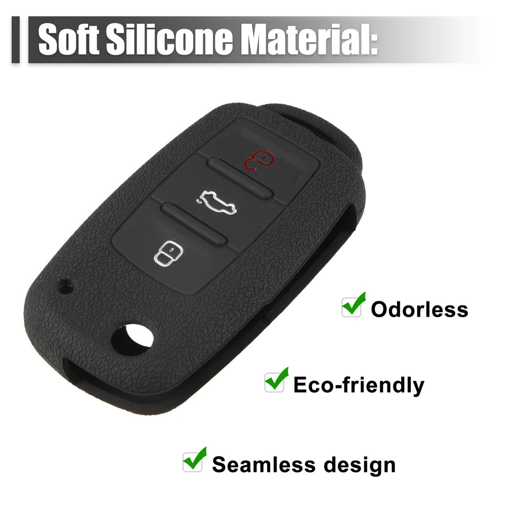2pcs Silicone Key Fob Cover for Volkswagen Jetta GTI Passat Golf Tiguan (2010–2023)