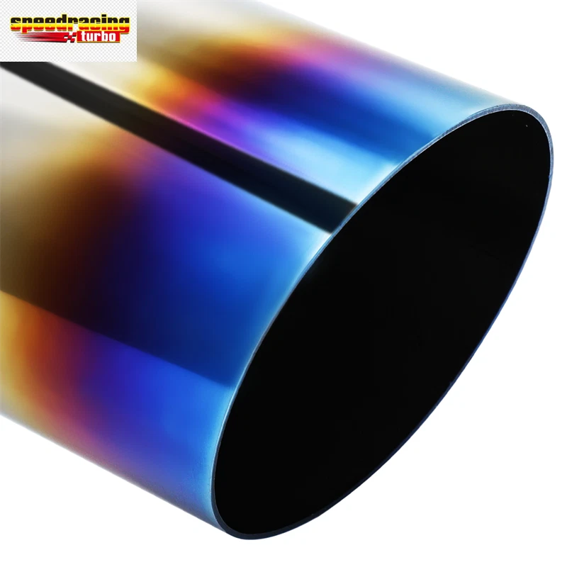 2.5" Inlet 4" Outlet Exhaust Muffler Diagonal Cut w/Joint Clamp Burnt Tip for