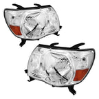Headlight Assembly for 2005–2011 Toyota Tacoma Halogen L&R Chrome Amber Reflector