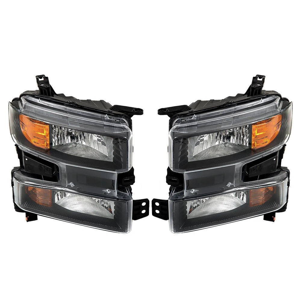 Set of 2 Tail Lights for Chevy Silverado 1500 (2019-2021) Black Halogen