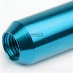Open-End Aluminum Sky Blue Lug Nuts Set of 4 + Adapter M12x1.25 for Vehicles