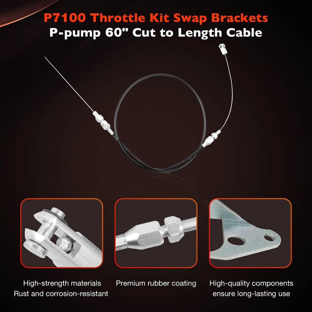 Throttle Swap Kit for P7100 (Adjustable Cable, Mounting Brackets)