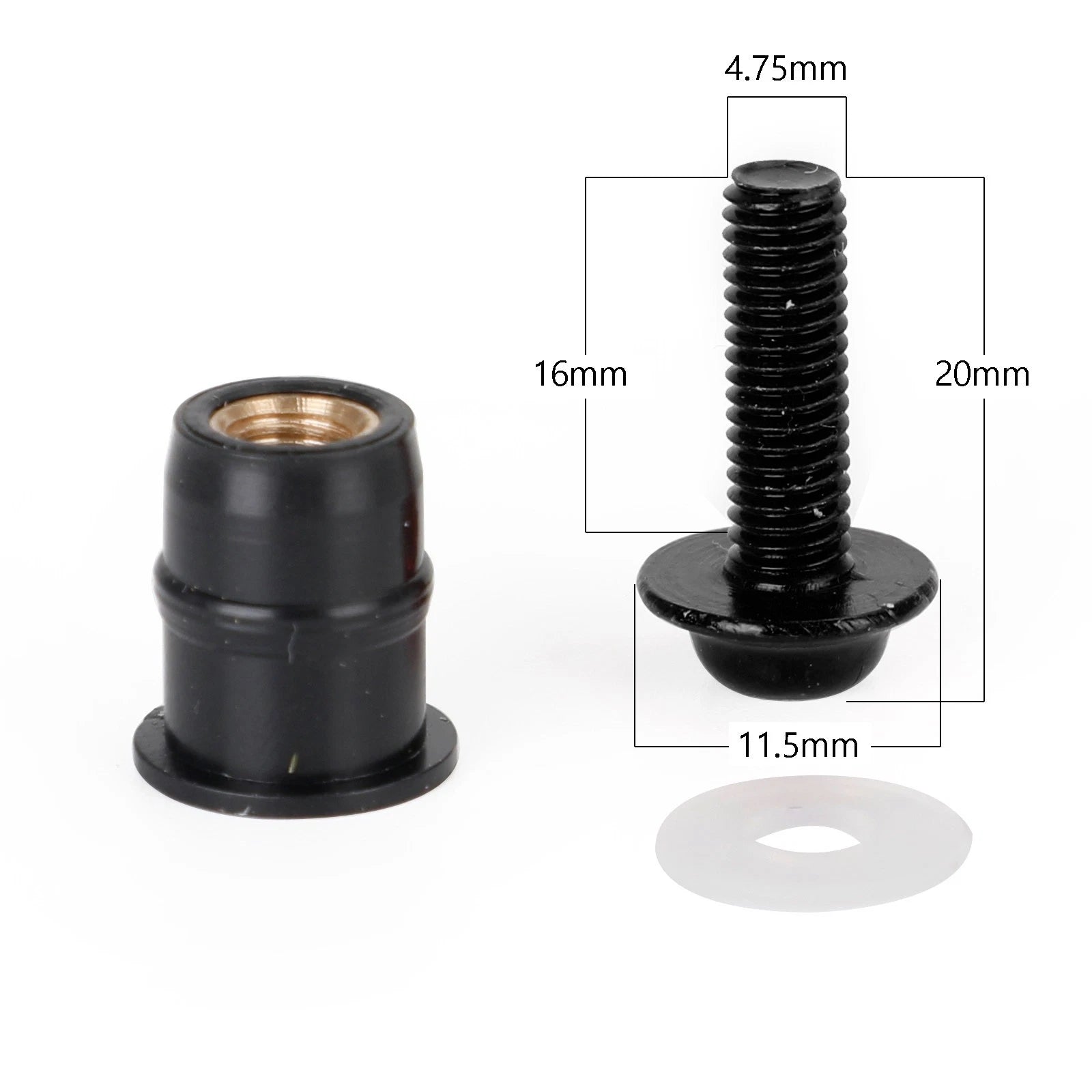 10 Pack Motorcycle Wind Screen Shield Alu M5x16mm Screw Bolt Washers Kit