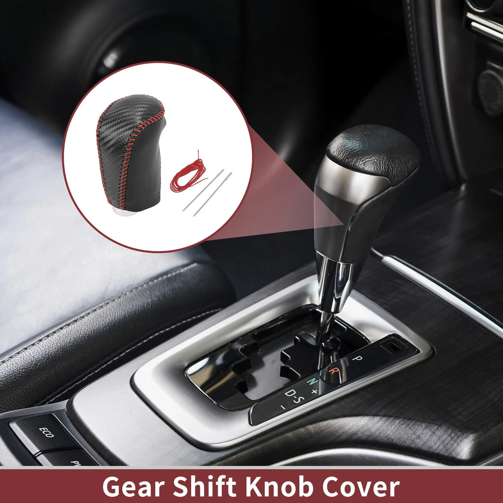 Gear Shift Knob Cover for Nissan Rogue Sport (2017–2022) Black Carbon Fiber Red