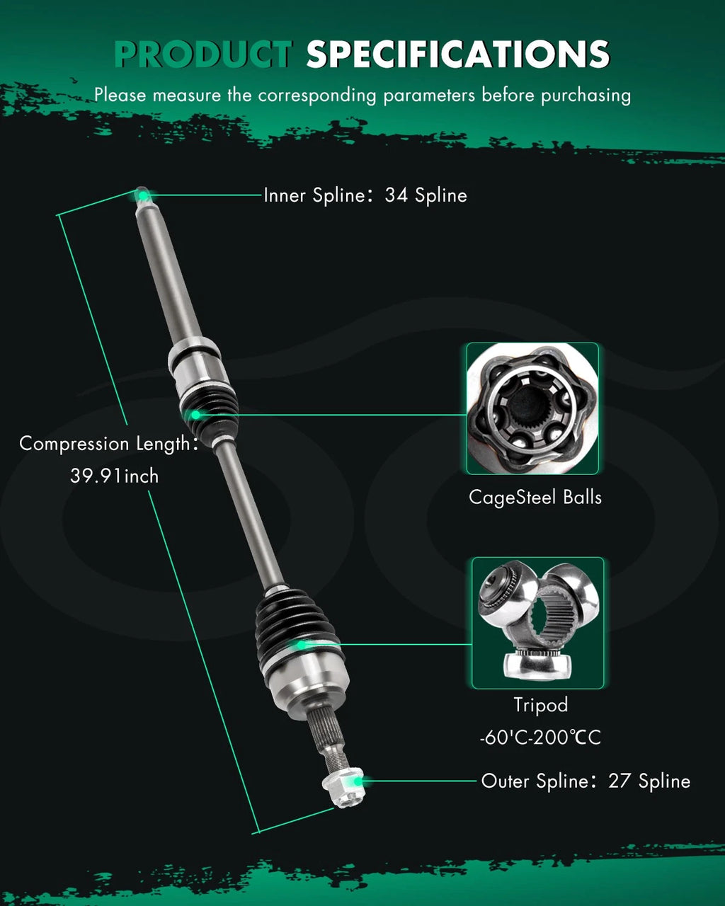Front Right CV Axle Assembly for Ford Focus 2012–2018 (2.0L)