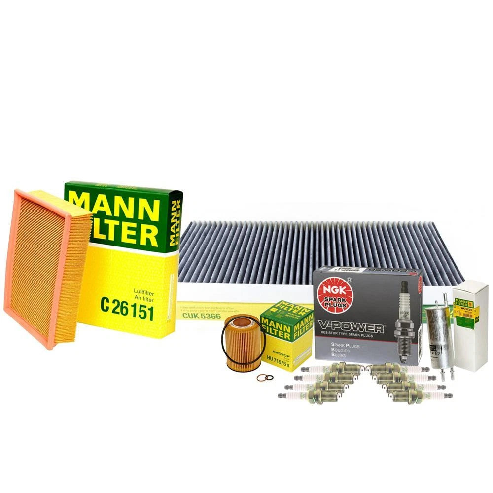 Ignition Tune-Up Kit Set of 2 Mann Filters NGK Spark Plugs for BMW E53 X5 (2000–2006)