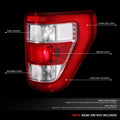 Taillights for Ford F-150 XL (2021–2024) Chrome Housing Red Lens Halogen
