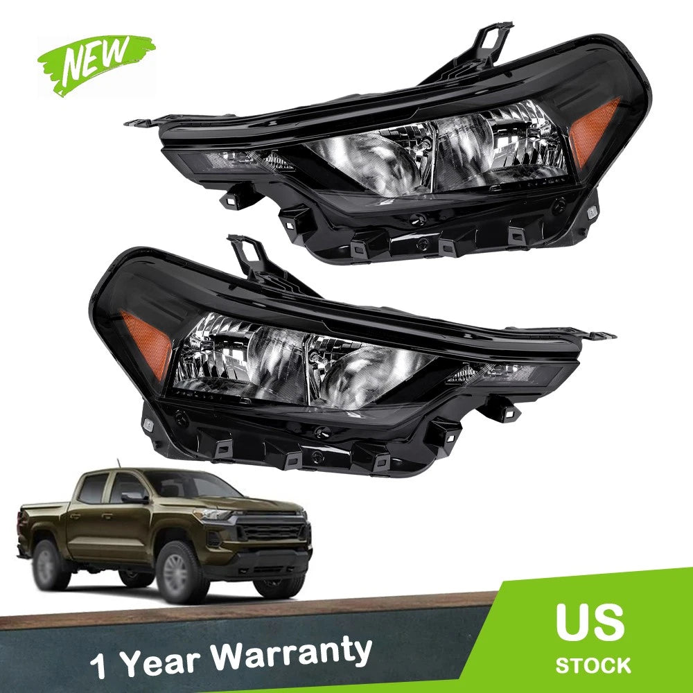 Set of 2 Headlights for Chevrolet Colorado (2023–2025) Black Halogen