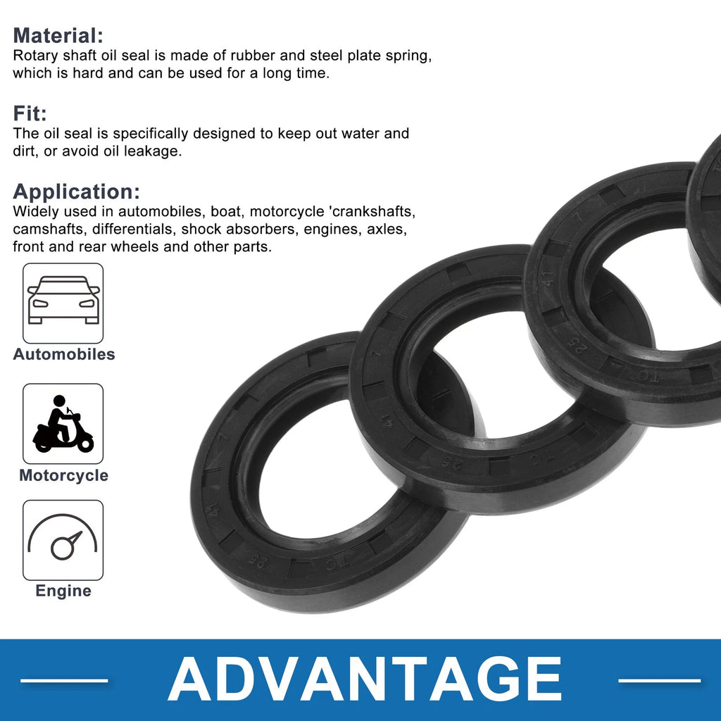 Set of 5 Oil Seal Rotary Shaft Seal for Various Models (25x41x7mm)
