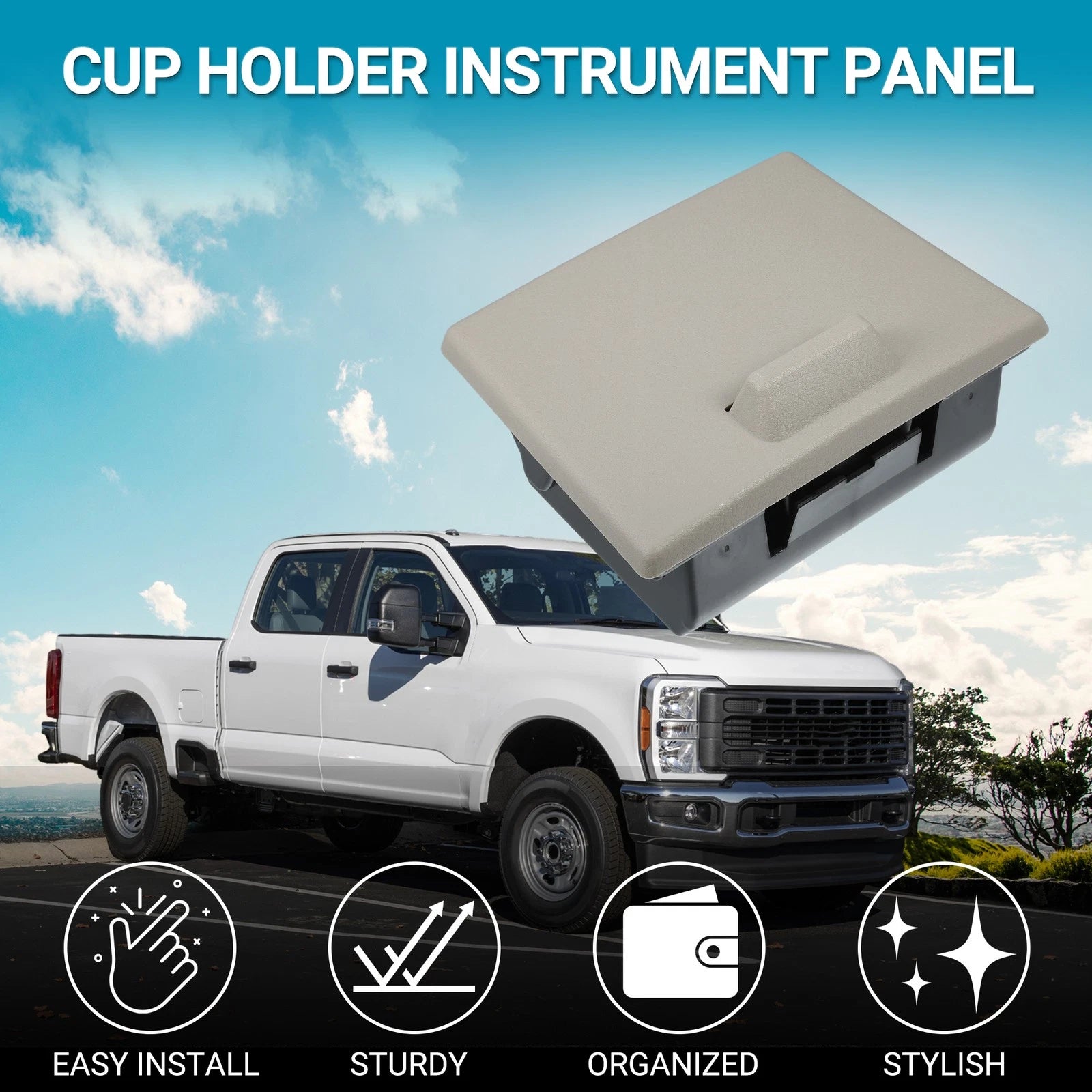 Cup Holder for Ford F-250 Super Duty (2008–2010) Panel Drink Holder Khaki