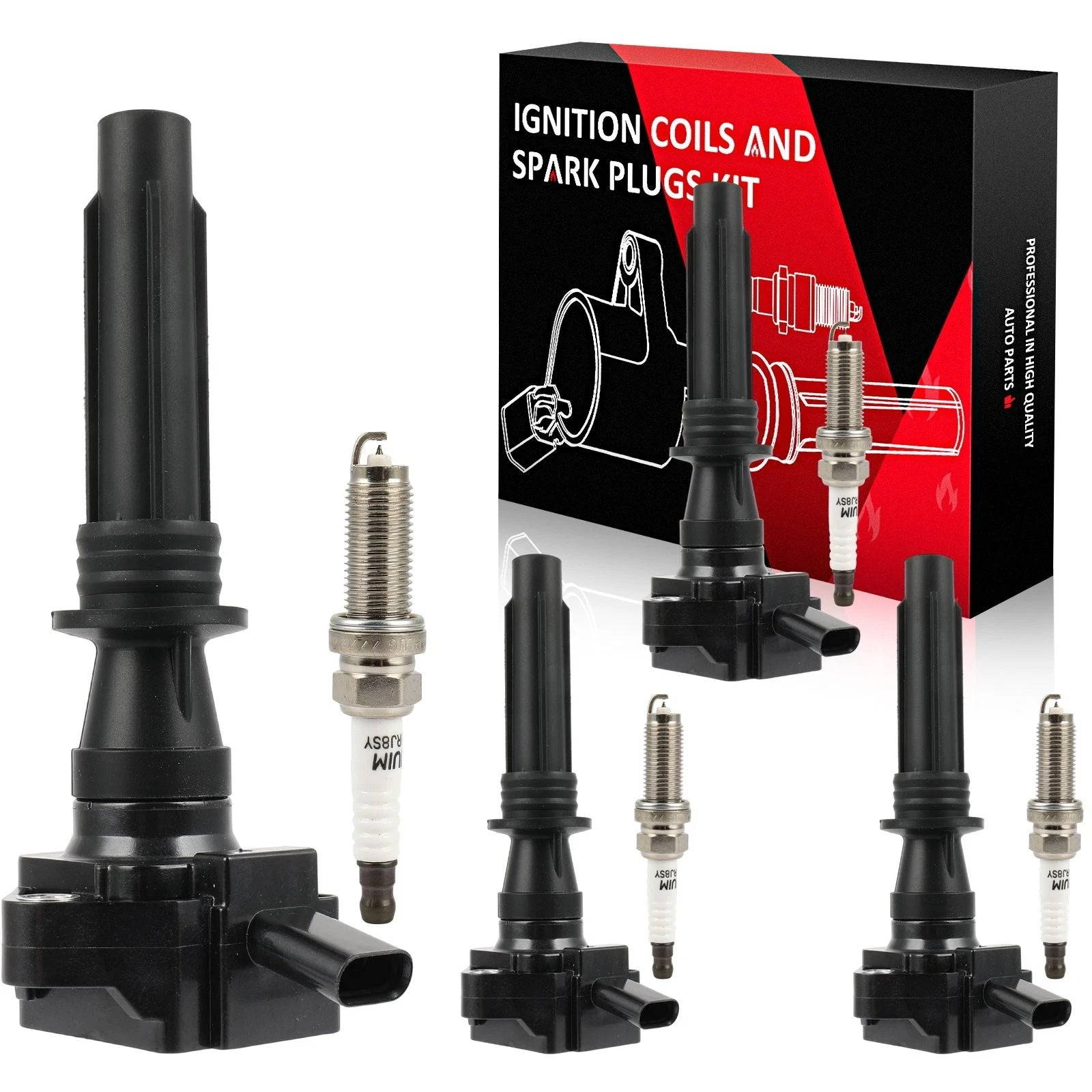 Set of 4 Ignition Coils & Spark Plugs for Land Rover Range Rover 2021