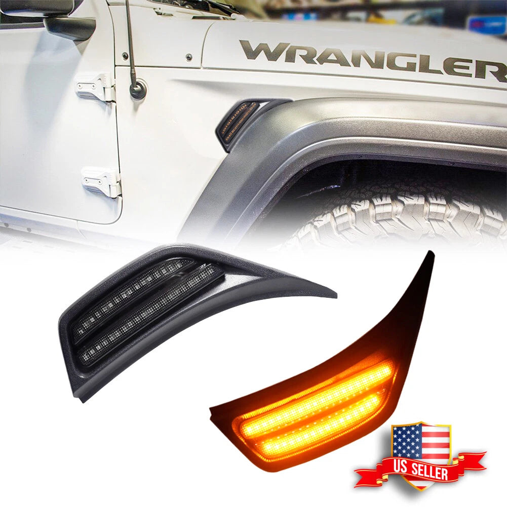 2X Amber LED Turn Signal Air Vent Lights for Jeep Wrangler JL JT (2018–2024)