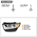 Halogen Headlight Set for Ford Edge SE/SEL (2015–2018) w/Bulb Chrome