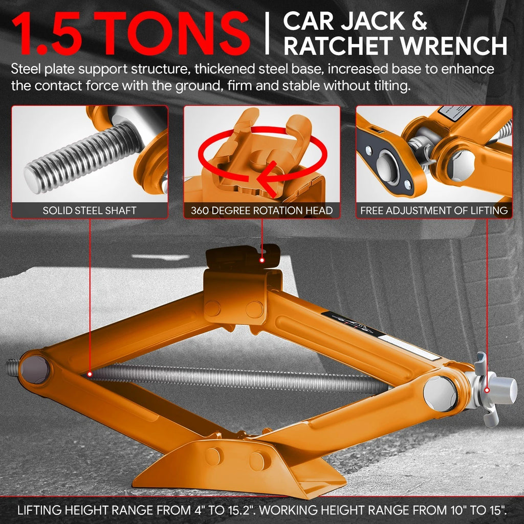 Set of 4 Hydraulic Scissor Lift Jacks (1.5 Ton, 3306 lbs)