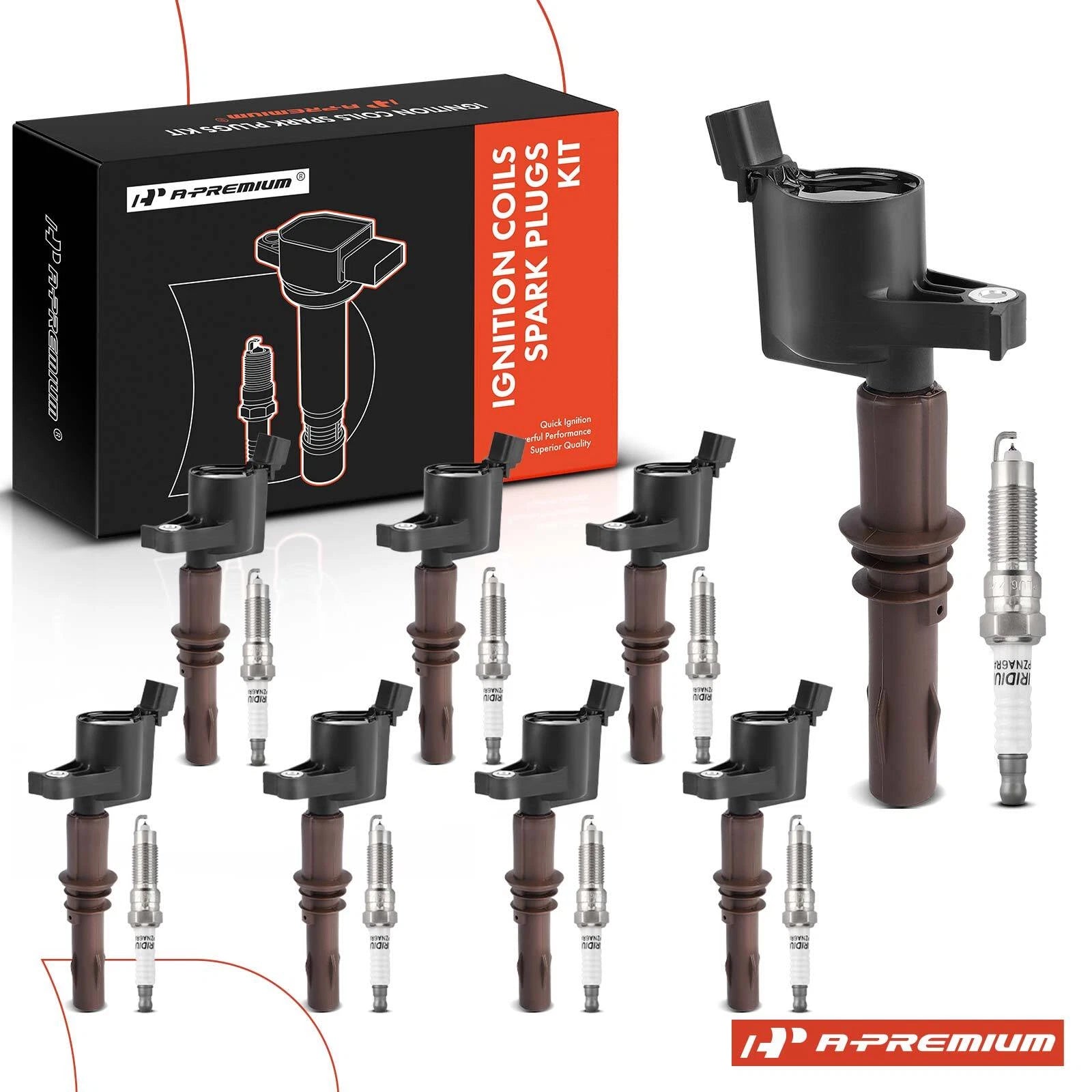 Set of 8 Ignition Coils & Iridium Spark Plugs for Ford F-150 (2008–2010)