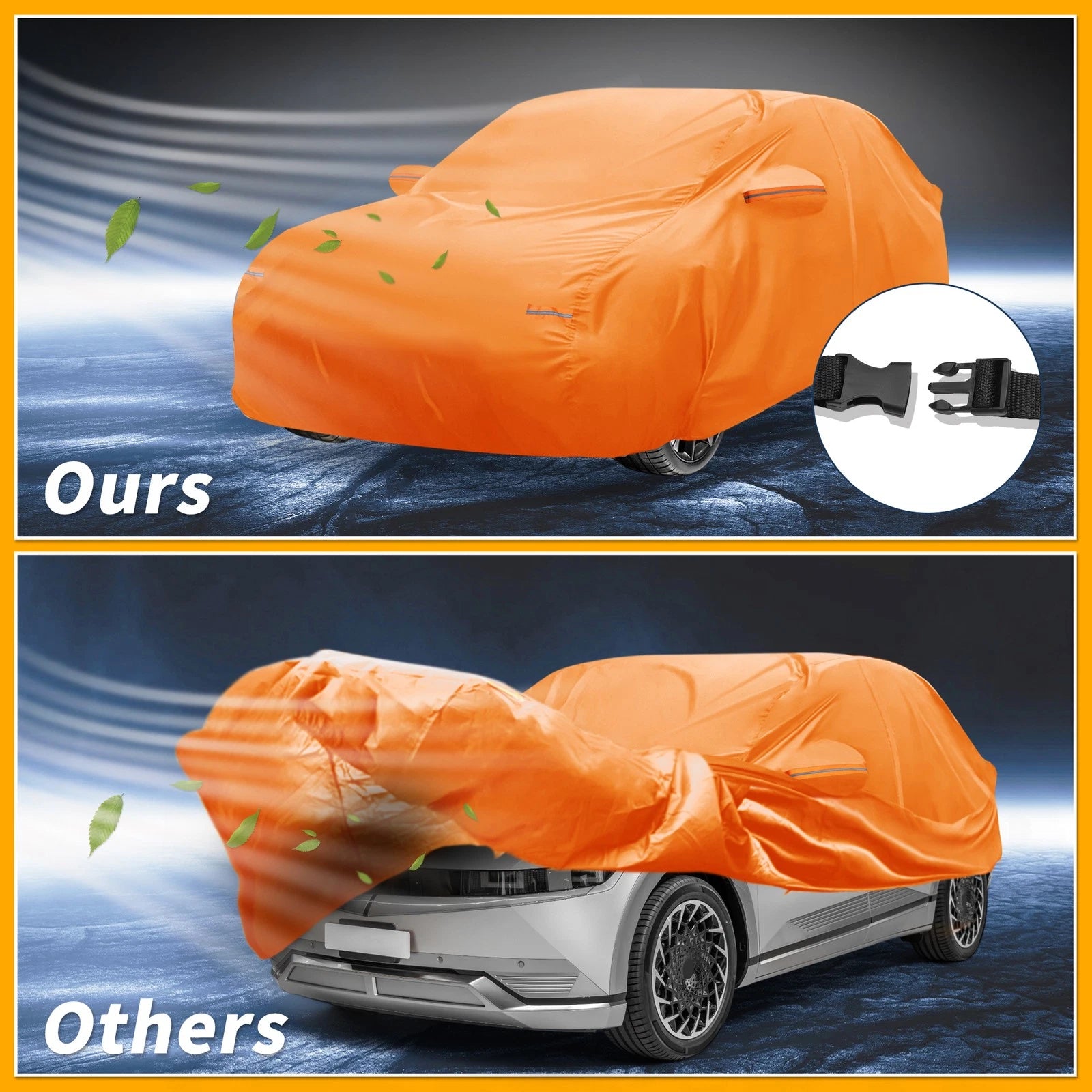 Waterproof Car Cover for Hyundai Ioniq 5 (2021–2023) - Orange Cotton, Zipper
