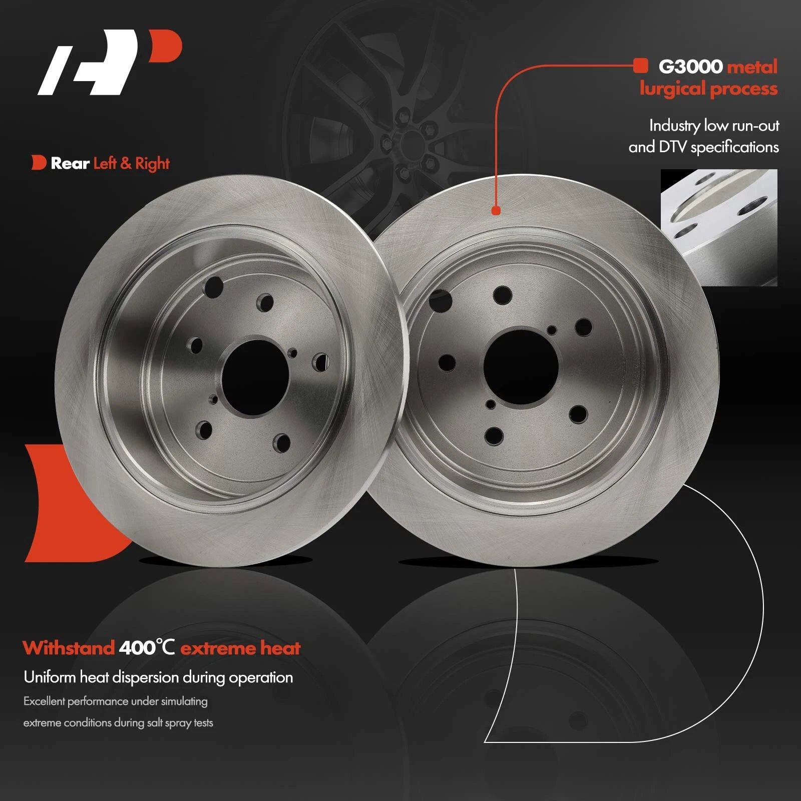Rear Disc Brake Rotors & Ceramic Pads for Subaru WRX (2015–2021)