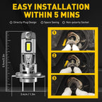 H7 LED Headlight Bulbs Kit for (44000LM, 6500K, Hi/Low Beam)