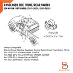 Power Window Switch for Nissan Navara D40, Pathfinder R51 (2005-2015)