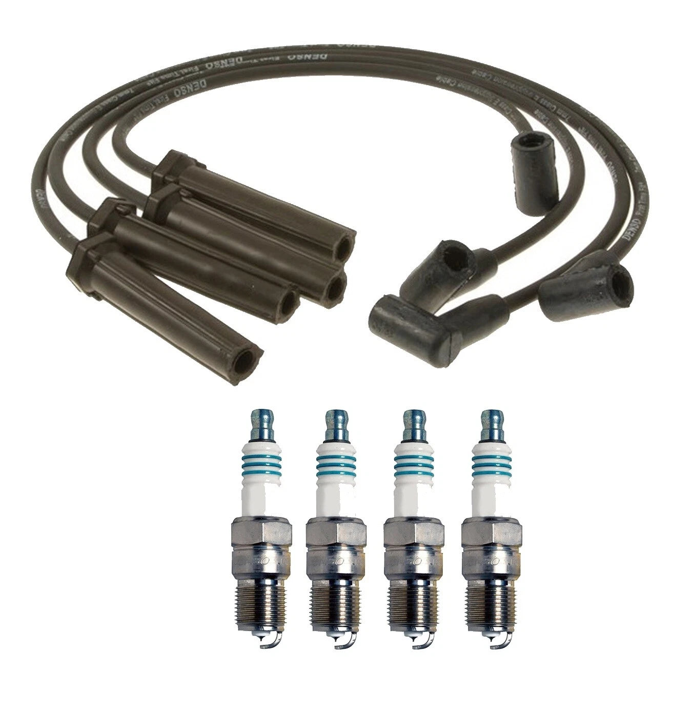 Denso 7mm Wire Set & 4 Iridium Power Spark Plugs for Chevy Pontiac (L4)